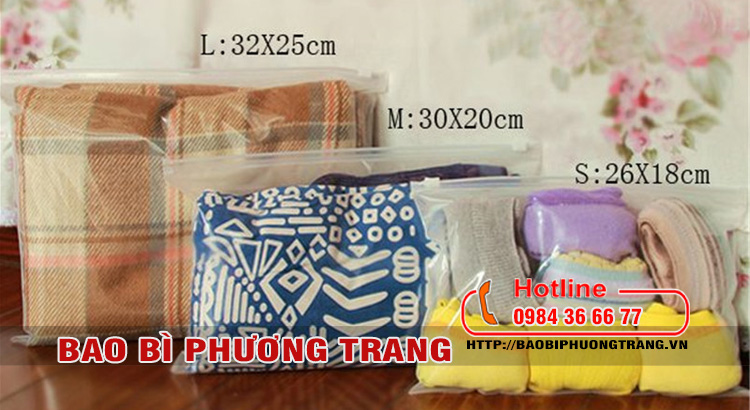 túi zipper đựng quần áo các cỡ